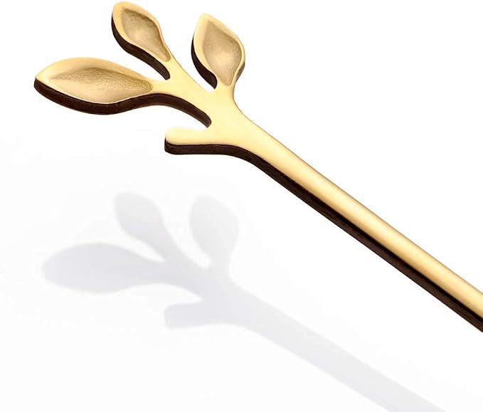 AnSaw 6-Piece Elegant Gold Leaf Long Handle Teaspoons - Image 8