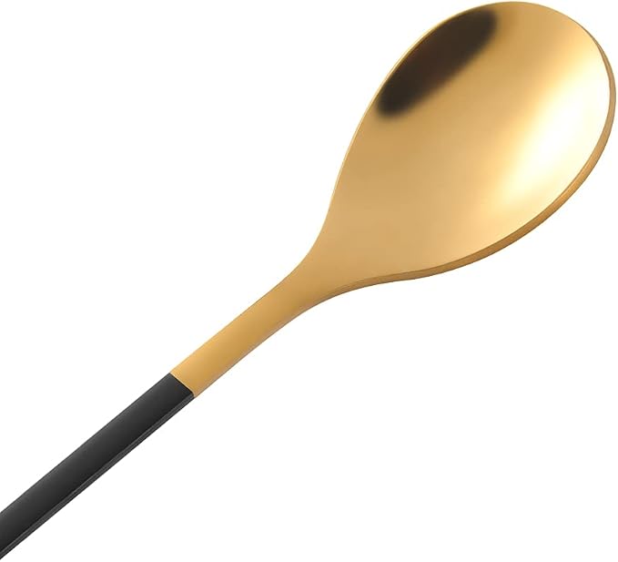 AnSaw Elegant Black & Gold Leaf Espresso Spoons - Image 5