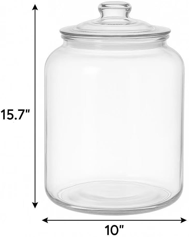 4 Gallon Glass Jar with Lid Large Cookie Jar with Big Opening Airtight Food Storage Canister Canning Jars for Flour Sugar Dog Treats Pasta Candy Glass Containers with Lids for Kitchen Pantry