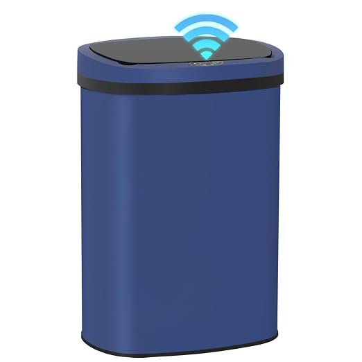PayLessHere | 13 Gallon Stainless Steel Trash Can | Deep Blue | Automatic by PayLessHere