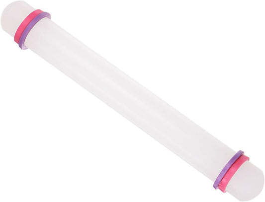 Fondant Rolling Pin, 9" Length, PP Plastic Non-Stick Guide Rings Fondant Roller Dough Roller - (Applications: for Clay Baking Fondant DIY)