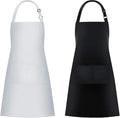 Jubatus 2 Pack Bib Aprons with 2 Pockets Cooking Chef Kitchen Apron by Jubatus