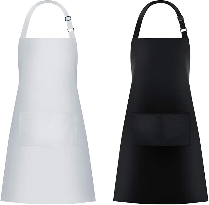 Jubatus 2 Pack Bib Aprons with 2 Pockets Cooking Chef Kitchen Apron by Jubatus