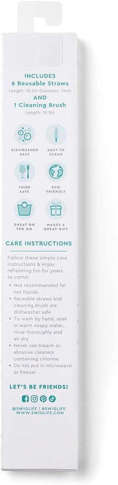 Swig Life Reusable Straws Faboolous + Pink Glitter Tall Straw Set & Cleaning Brush, Each Straw is 10.25 inch Long (Fits Swig Life 20oz Tumblers, 22oz, and 32oz Tumblers)