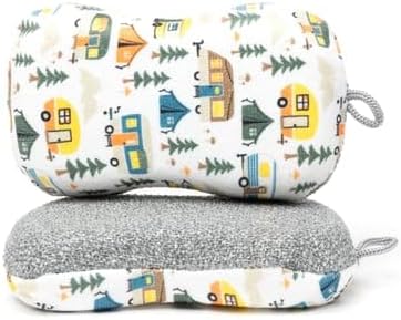 MÜkitchen Premium Microfiber Sponge Set for Dishes and Cleaning, 2 Pack, Printed (Happy Camper)