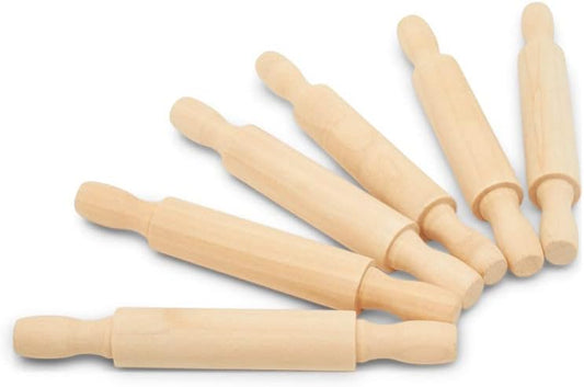 Wooden Mini Rolling Pin, 5 Inches Long, Pack of 100, Great for in The Kitchen, Play-doh, Crafting and Imaginative Play, by Woodpeckers