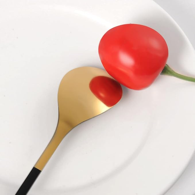 AnSaw Elegant Black & Gold Leaf Espresso Spoons - Image 7