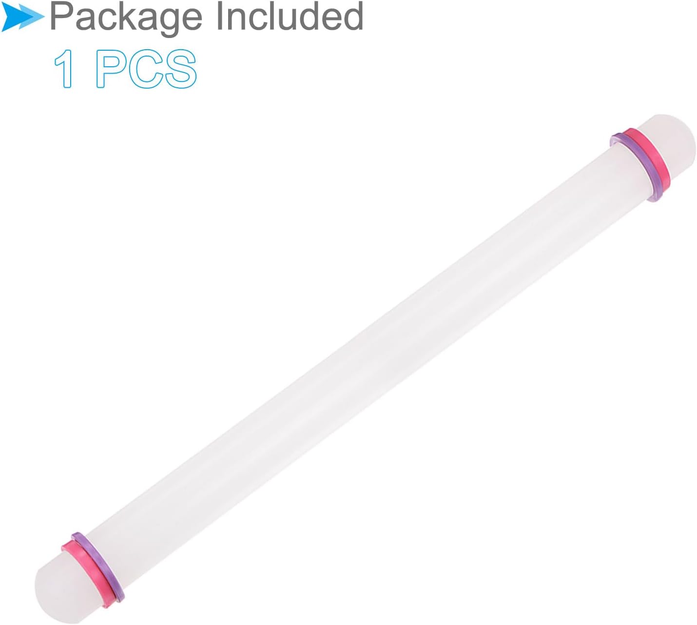 Fondant Rolling Pin, 20" Length, PP Plastic Non-Stick Guide Rings Fondant Roller Dough Roller - (Applications: for Baking Fondant DIY)