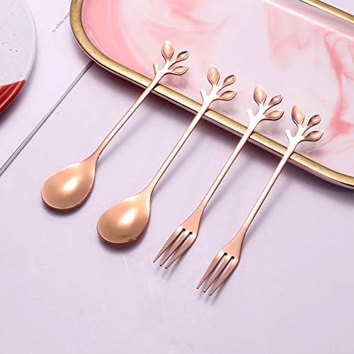 AnSaw Elegant Rose Gold Leaf Coffee Spoons - Image 8