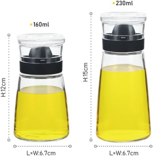 Small Glass Olive Oil and Vinegar Dispenser Bottles Set for Kitchen Cooking with Silicone Dual Pouring Spout, Soy Sauce Dispenser with Dust-proof Lid - Set of 2 (Black, 8 oz)