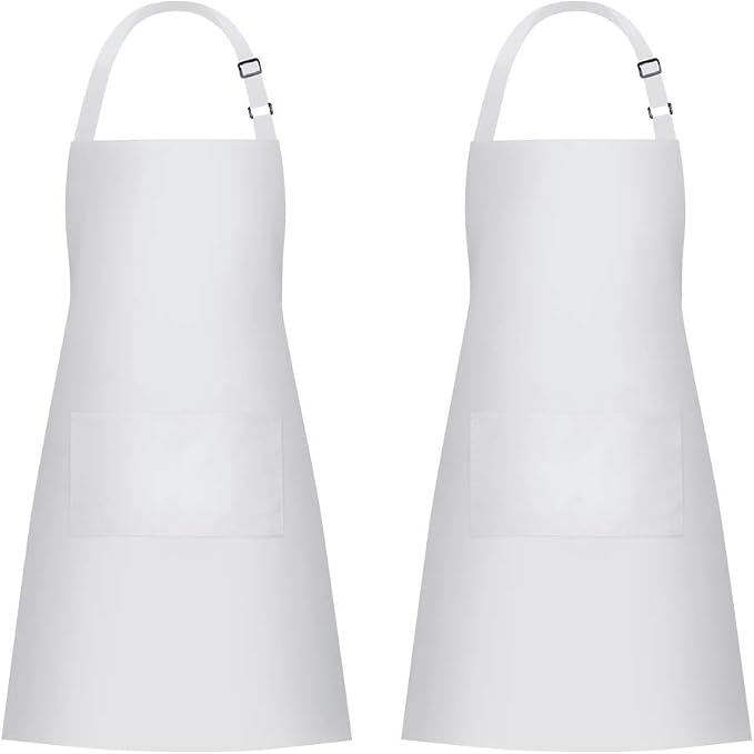 Jubatus 2 Pack Bib Aprons with 2 Pockets Cooking Chef Kitchen Apron by Jubatus