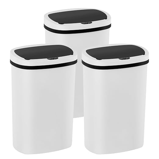 PayLessHere | 13 Gallon Plastic Trash Can | White | Automatic Touchless Lid by PayLessHere