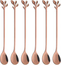 AnSaw 6-Piece Elegant Rose Gold Leaf Long Handle Teaspoons by AnSaw