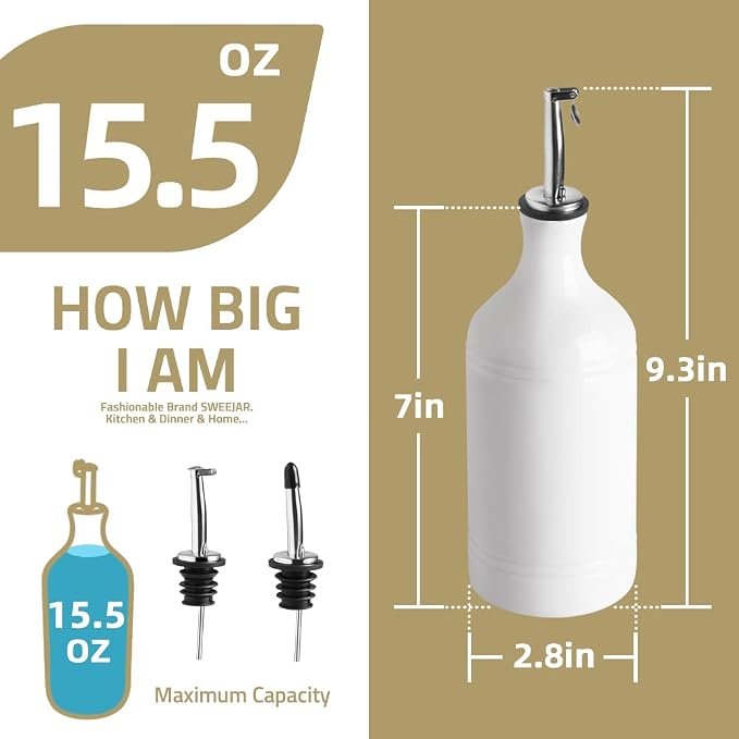 Sweejar Ceramic Olive Oil Dispenser Bottle Set, Opaque Oil Cruet Protects to - Image 7