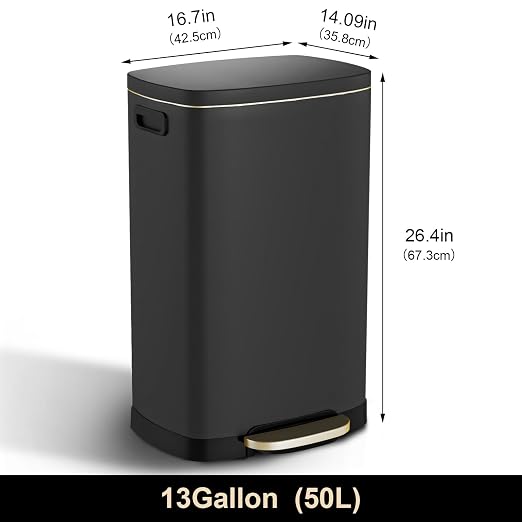 ELPHECO Kitchen Trash Can with Lid Soft Close, 13 Gallon / 50L Stainless Steel - Image 9