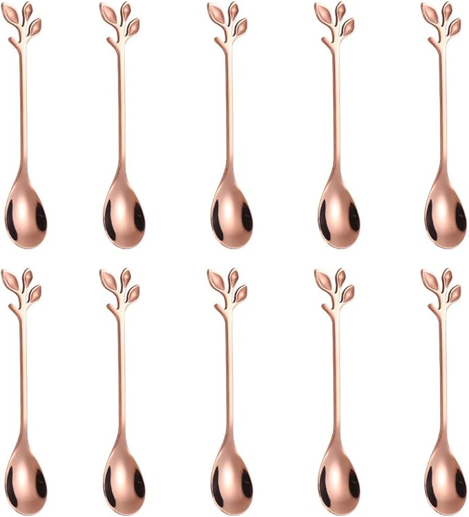 AnSaw Elegant Rose Gold Leaf Coffee Spoons by AnSaw
