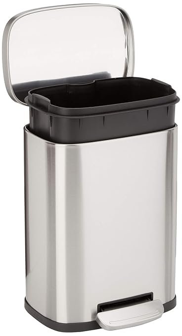 Amazon Basics Smudge Resistant Mini Rectangular Trash Can by AmazonBasics