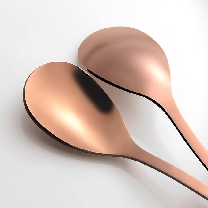 AnSaw 6-Piece Elegant Rose Gold Leaf Long Handle Teaspoons - Image 6