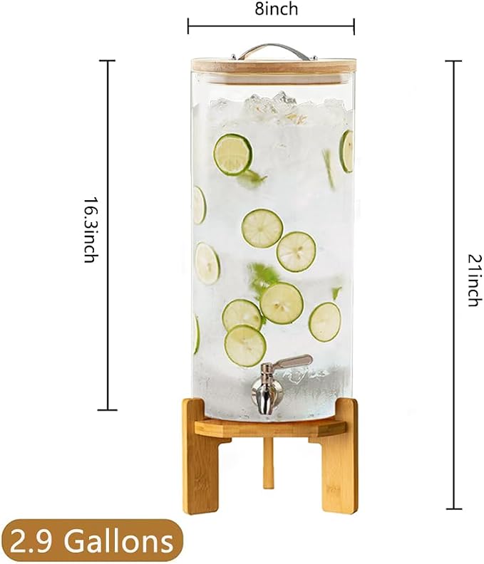 Beverage Dispenser, 2.9 Gallon Glass Drink Dispenser - Image 3