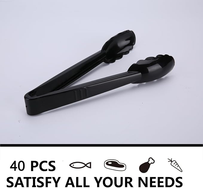 40 Pieces Plastic Salad Tongs, 9 Inch Disposable Utensils Set, Heavy Duty - Image 5