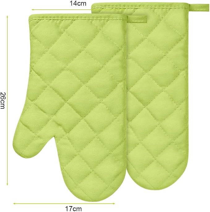 AUAUY Green Oven Mitts, 1 Pair Kitchen Mittens, 392°F Heat Resistant Oven - Image 8