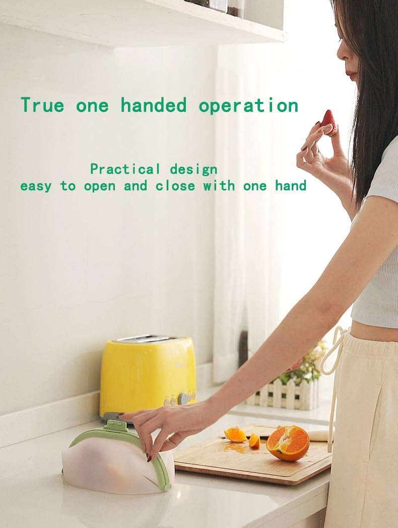 Reusable Silicone Food Storage Container Bags Microwave, Dishwasher and Freezer Safe Plastic Fruit, Marinate Meat, Cereal, Sandwich, Snack, Travel Items space gray