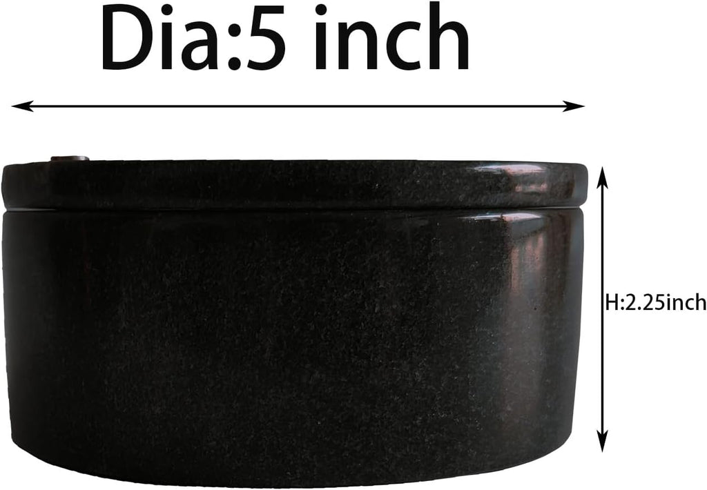 Marble Salt Cellar and Storage Box with Two Compartments Salt Box with Swivel Lid for Storing Spice (Black)