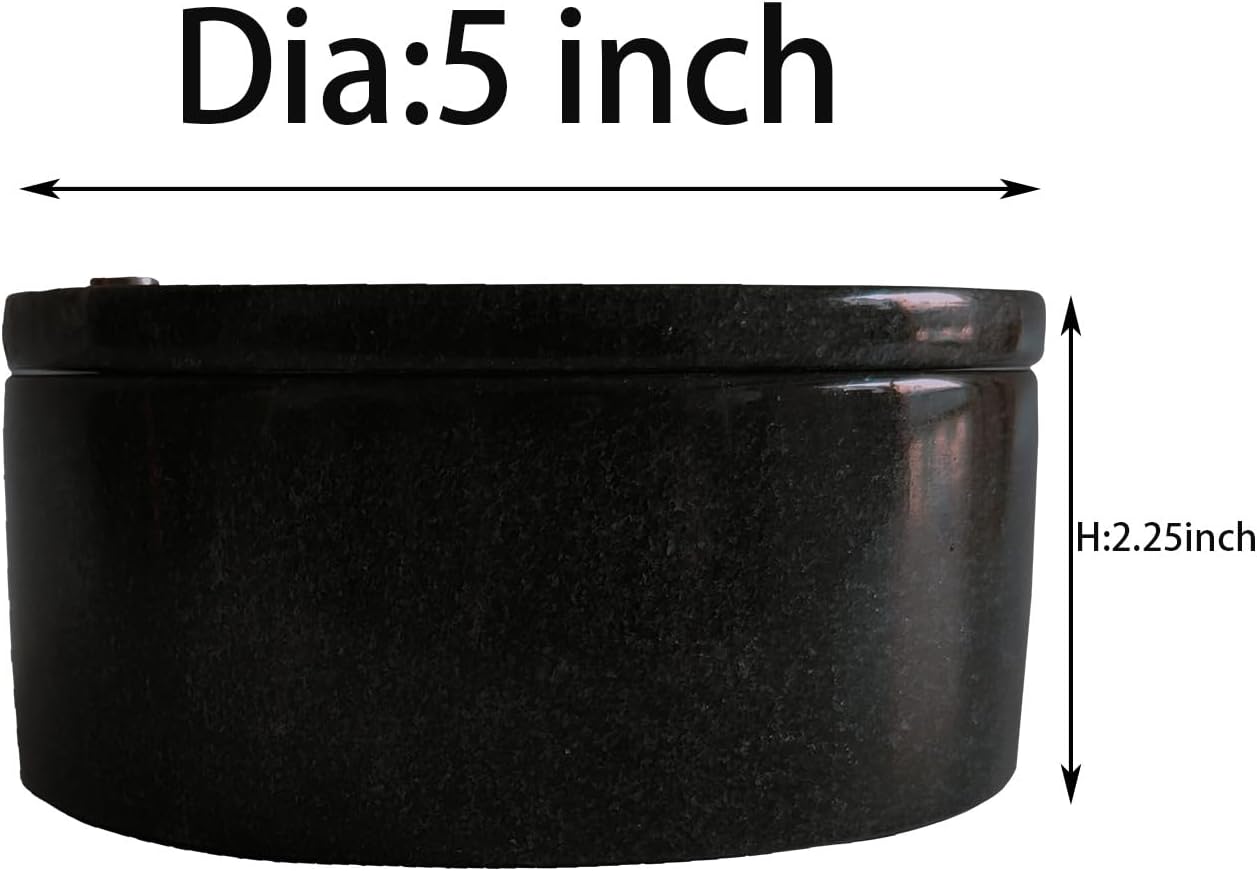 Marble Salt Cellar and Storage Box with Two Compartments Salt Box with Swivel Lid for Storing Spice (Black)