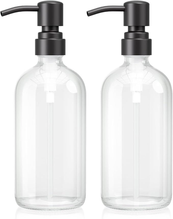 AmazerBath Soap Dispenser, 2 Pack Glass Soap Dispenser by AmazerBath