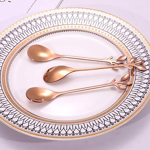 AnSaw Elegant Rose Gold Leaf Coffee Spoons - Image 4