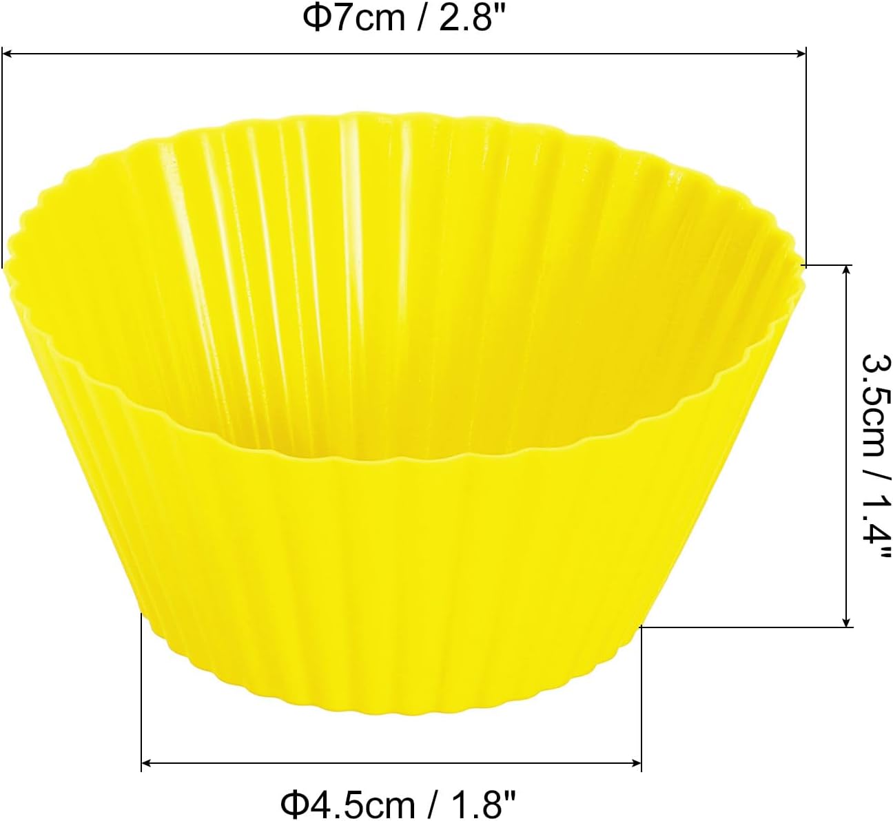 uxcell 42Pcs Silicone Cupcake Liners, Non-Stick Baking Cups, for Cooking Eggs, Baking Muffins and Make a Cake(Yellow)