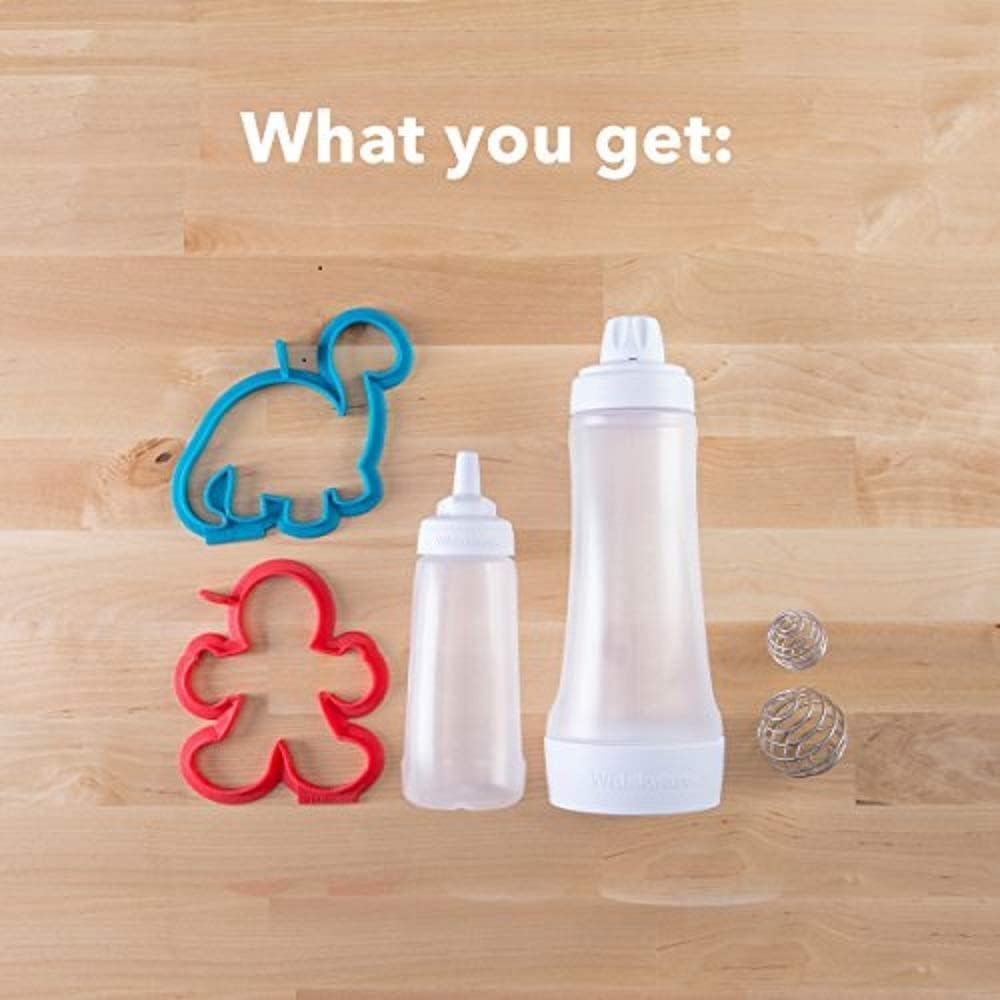 Whiskware Pancake Art Kit with Batter Mixer, Art Bottle, BlenderBall Wire Whisk and 2 Pancake Shapers