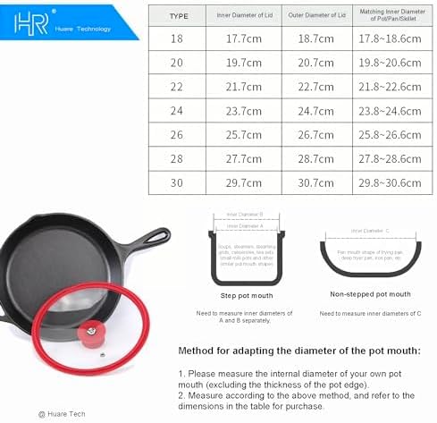 Silicon Glass Lid for Pot,Pan,Skillet Fits 10"(26CM) Cookware Silicon lid Dishwasher Safe, Replacement Lid Vented Tempered Glass with Heat Resistant Silicone Rim By HR Huare Technology, Red,1 Pack