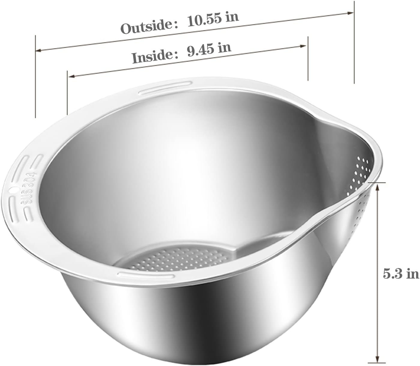 Rice Washer Strainer Bowl - 4-in-1 Washing Bowl for Quinoa, Stainless Steel Rinser With Side Drainers Small Colander for Cleaning Fruits, Vegetables, and Beans - Versatile Kitchen Tool