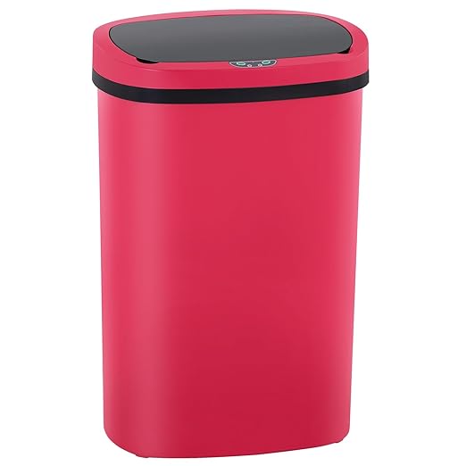 PayLessHere | 13 Gallon Plastic Trash Can | Red | Automatic Touchless Lid by PayLessHere