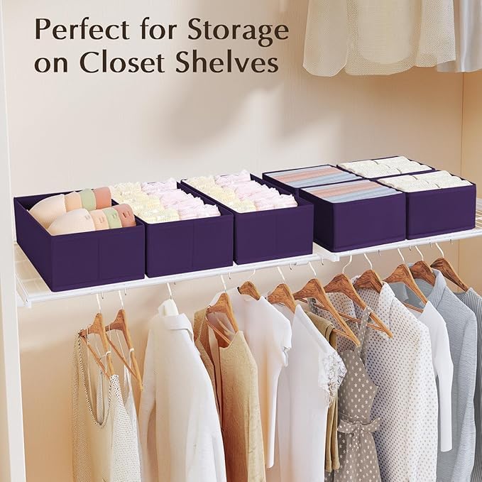 DIMJ Drawer Organizers Clothes, Fabric Closet Organizers and Storage, Shallow - Image 5