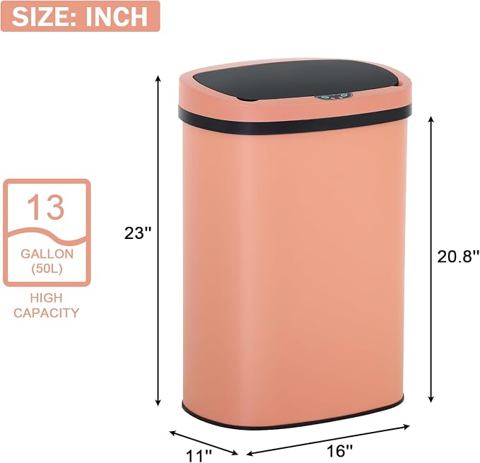Bigacc 13 Gallon Stainless Steel Trash Can Automatic Trash Can Garbage Can - Image 2