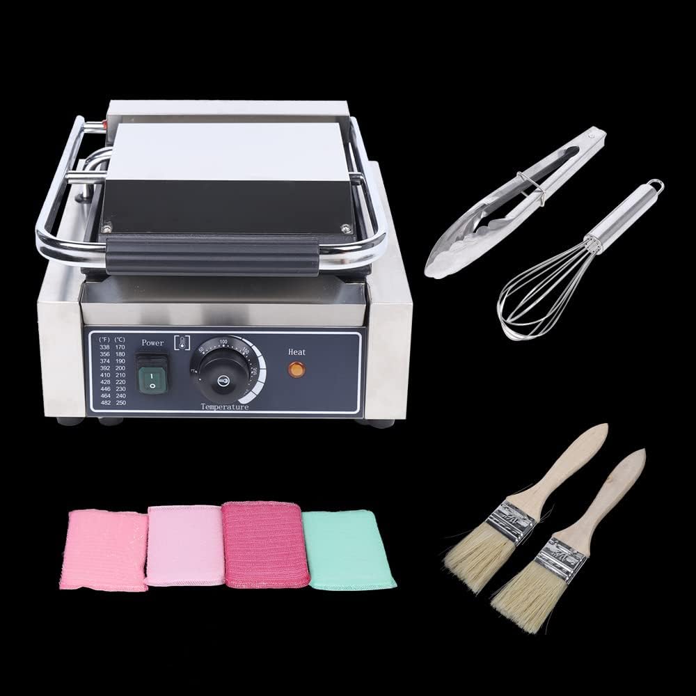 1800W Electric Press Sandwich Maker and Griddle Grill, Open Flat Mini Sear and Press Grill Indoor with Non-Stick Coated Plate for Quesadillas, Burgers, Breakfast