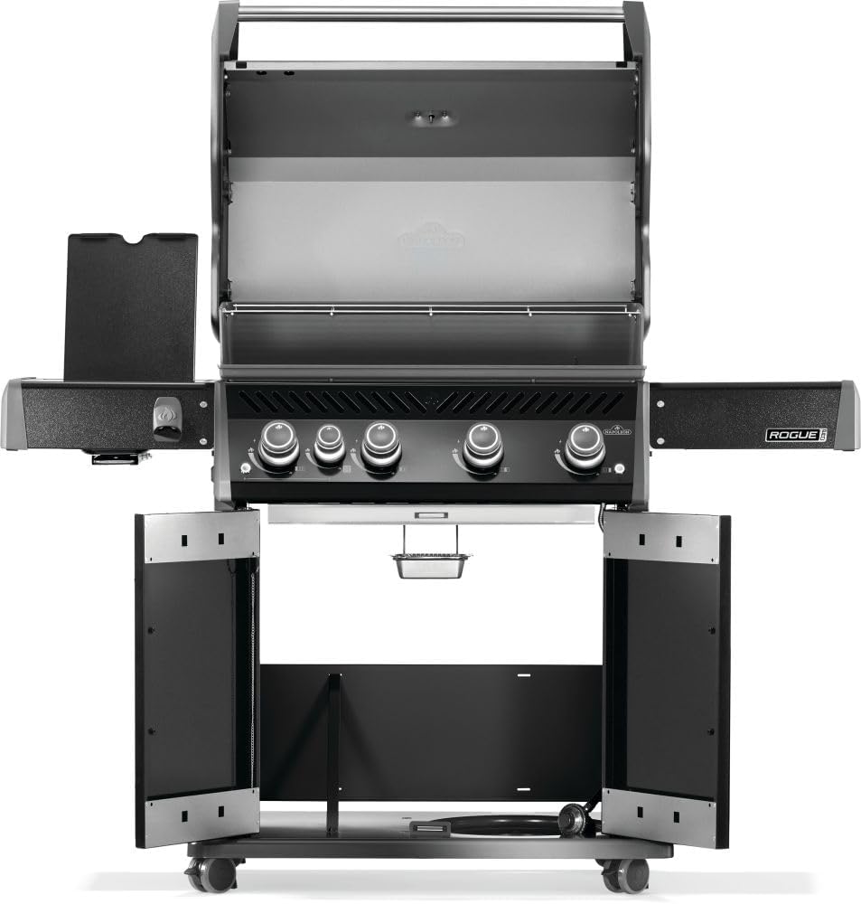 Napoleon Rogue PRO 525 Natural Gas Grill with Infrared Side Burner, Black, Durable 5-Burner Cooking Surface