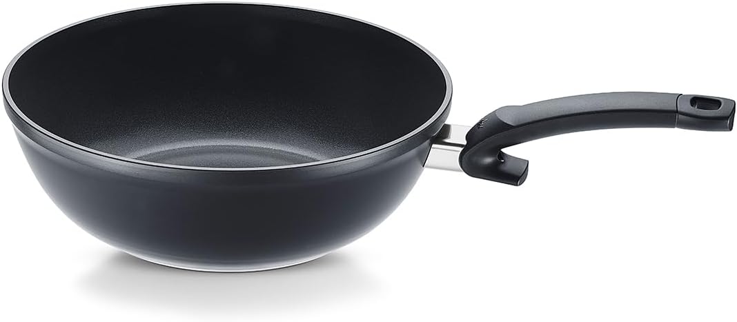 Fissler Ceratal Comfort Ceramic 12 Inch Non-Stick Wok, Orbit Black, Made without PFAS