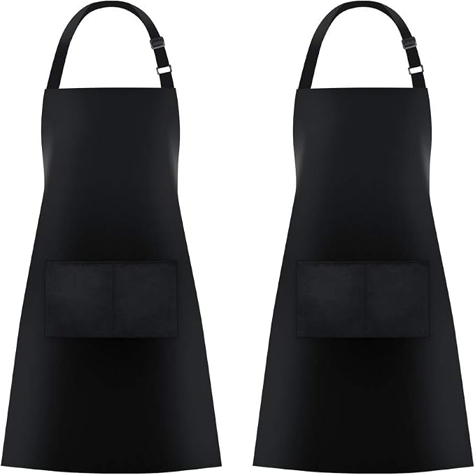 Jubatus 2 Pack Bib Aprons with 2 Pockets Cooking Chef Kitchen Apron by Jubatus