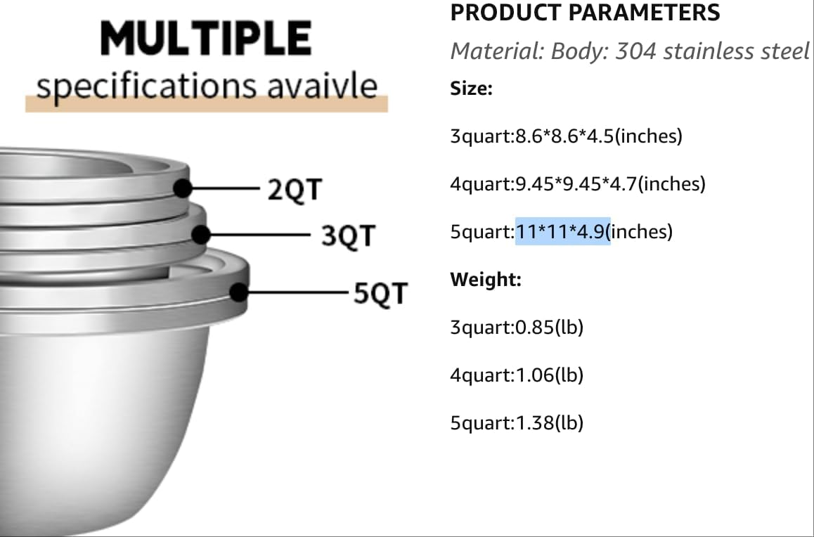 304 Stainless Steel Rice Strainer - Microporous ColanderBeans Washer Strainers And Colanders - Washing Bowl for Fruit Washing Bowl With Strainer (2QT)