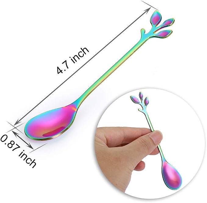 AnSaw Elegant Rainbow Leaf Coffee Spoons - Image 2