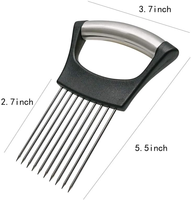 Ultra Onion Slice Holder - Stainless Steel Holder for Slicing Meat, Onion, Potato, Tomato - 3 Pack
