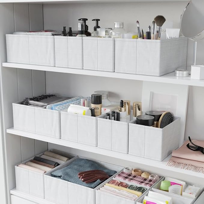 Drawer Organizer Clothes Set of 12 White-Grey - Image 6