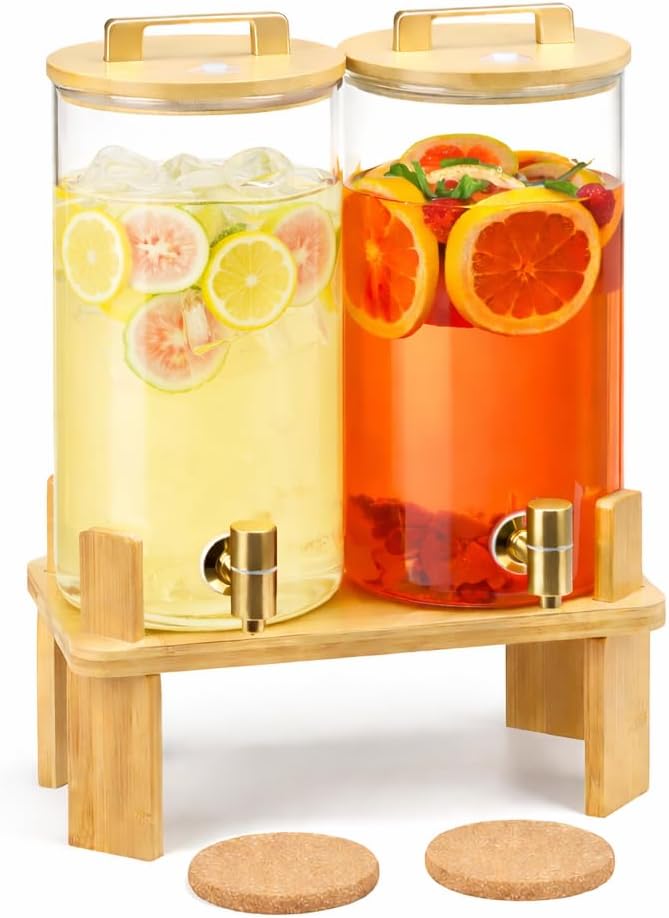 1.5 Gallon 2PCS Glass Drink Dispenser by MIWUYI