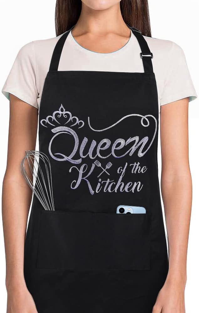 Funny Aprons for Women with Pockets, Kitchen Cooking Grilling Bbq Cute Chef by Aoomzoon
