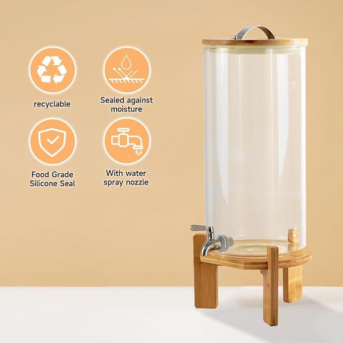 Beverage Dispenser, 2.9 Gallon Glass Drink Dispenser - Image 5