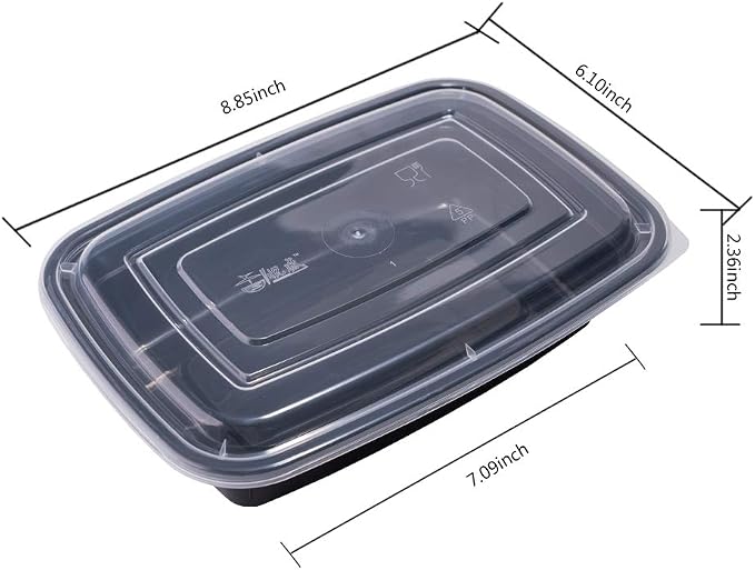 50-Pack Food Prep Containers, 1000ML/ 34 OZ Microwavable Food Storage Containers - Image 3
