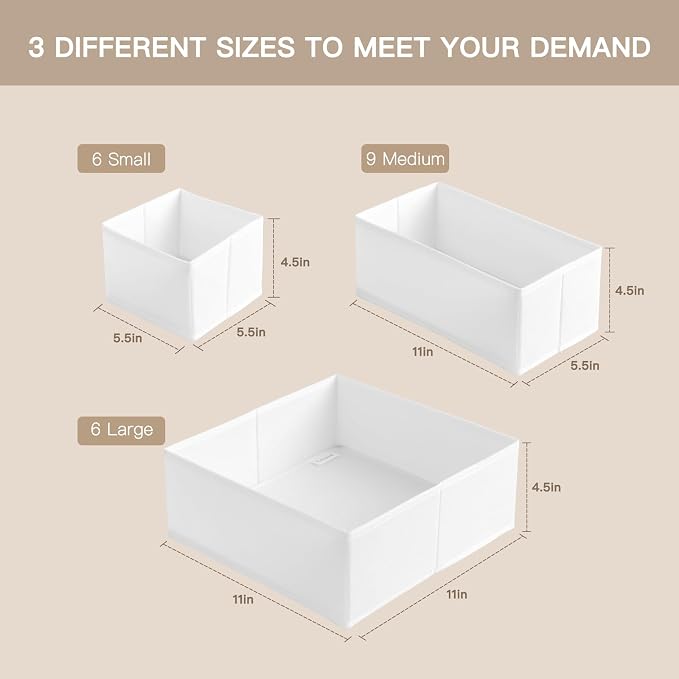Criusia Drawer Organizer Clothes, 21 Pack Dresser Organizer - Image 2